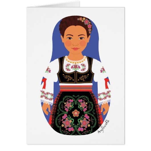 Serb Brünett Matryoshka Card (Vorne)
