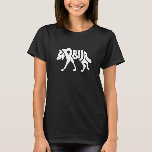 Serbia Gray Wolf Srbija Word Cool Animal T-Shirt (Vorderseite)