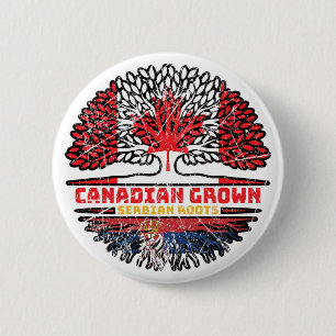 Serbia Serbian Canadian Canada Tree Roots Flag Button