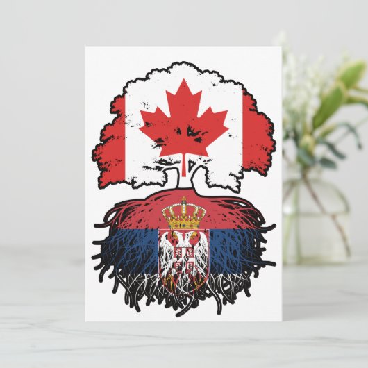 Serbia Serbian Canadian Canada Tree Roots Flag Einladung (Stehend Vorderseite)
