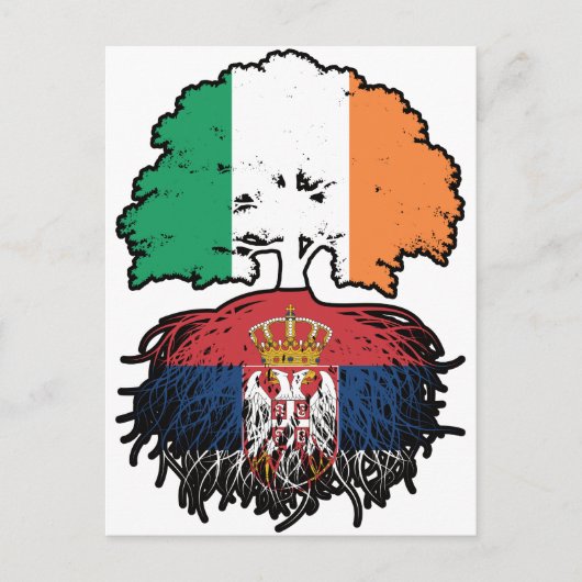 Serbia Serbian Irish Ireland Tree Roots Flag Postkarte (Vorderseite)