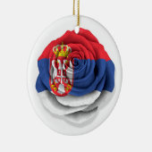 Serbian-Rosen-Flagge auf Weiß Keramik Ornament (Rechts)