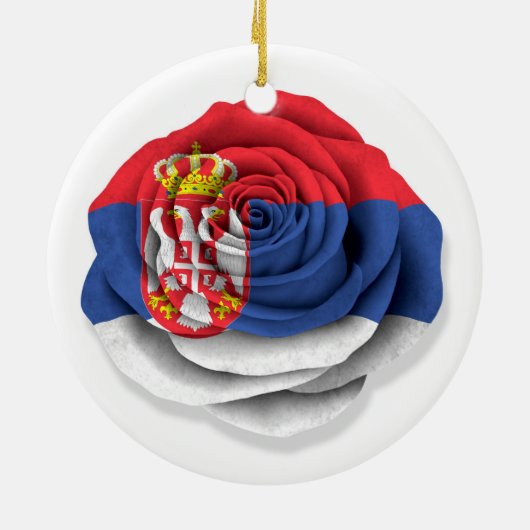 Serbian-Rosen-Flagge auf Weiß Keramik Ornament (Hinten)