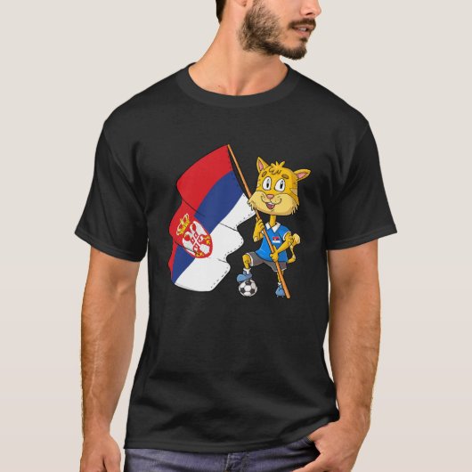 Serbien-Fan-Katze T-Shirt (Vorderseite)