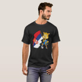 Serbien-Fan-Katze T-Shirt (Vorne ganz)
