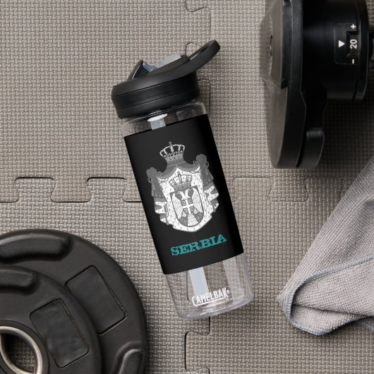 Serbien Fitness und serbisches Wappen / Fahne Trinkflasche (Fitnessstudio)
