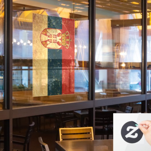 Serbien-Flagge Fensteraufkleber (Restaurantfenster)