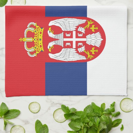 Serbien-Flagge Geschirrtuch (Gefaltet)