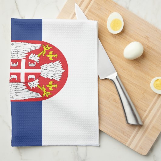 Serbien-Flagge Geschirrtuch (Viertel Falte)