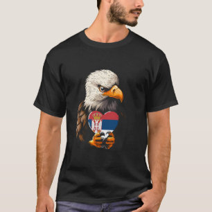 Serbien Flagge Herz Adler Srbija Serbischer Stolz T-Shirt