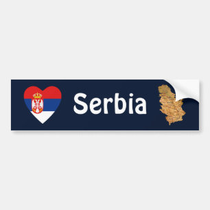 Serbien-Flagge Herz + Karte Aufkleber Autoaufkleber