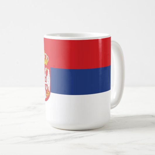 Serbien-Flagge Kaffeetasse (VorderseiteRechts)