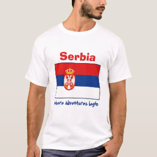 Serbien-Flagge + Karte + Text-T - Shirt