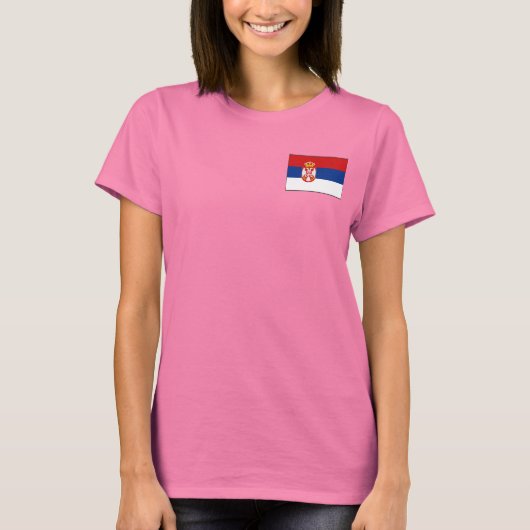 Serbien-Flagge + Karten-T - Shirt (Vorderseite)