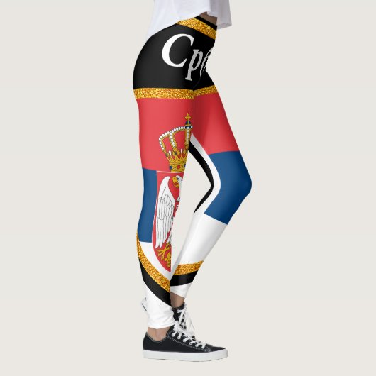 Serbien-Flagge Leggings (Rechts)