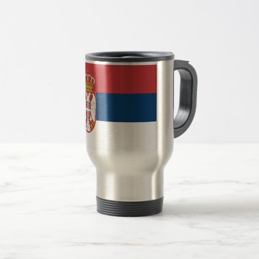 Serbien-Flagge Reisebecher (VorderseiteRechts)