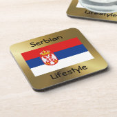 Serbien-Flagge+Text-Untersetzer Getränkeuntersetzer (Linke Seite)