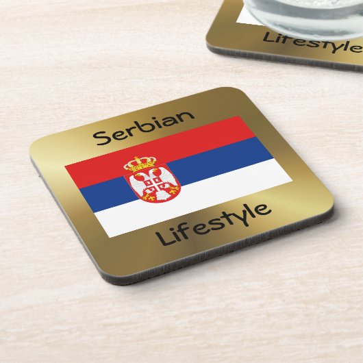 Serbien-Flagge+Text-Untersetzer Getränkeuntersetzer (Linke Seite)