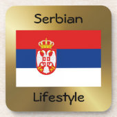 Serbien-Flagge+Text-Untersetzer Getränkeuntersetzer (Vorderseite)
