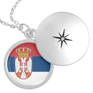 Serbien-Flaggen-Halskette Versilberte Kette