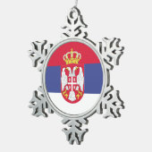 Serbien-Flaggenemblem Schneeflocken Zinn-Ornament (Rechts)