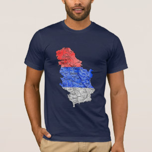 Serbien Flaggenfarben Karte T-Shirt