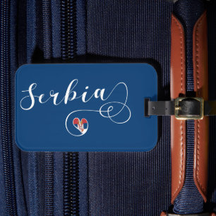Serbien Flaggenherz, Republika Srbija Gepäckanhänger