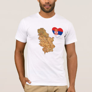 Serbien Flaggenschwerpunkt und T - Shirt Karte
