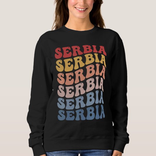 Serbien Groovy Retro Serbisch Sweatshirt (Vorderseite)