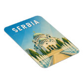Serbien Illustration Reise Kunst Vintage Magnet (Rechte Seite)