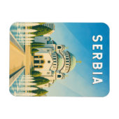 Serbien Illustration Reise Kunst Vintage Magnet (Horizontal)