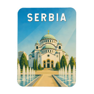 Serbien Illustration Reise Kunst Vintage Magnet