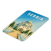 Serbien Illustration Reise Kunst Vintage Magnet (Linke Seite)
