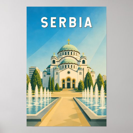 Serbien Illustration Reise Kunst Vintage Poster (Vorne)