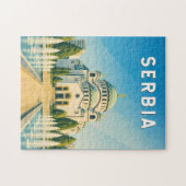 Serbien Illustration Reise Kunst Vintage Puzzle (Horizontal)