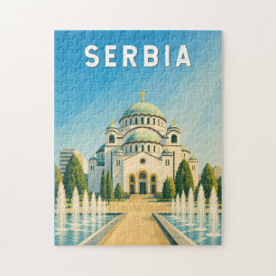 Serbien Illustration Reise Kunst Vintage Puzzle