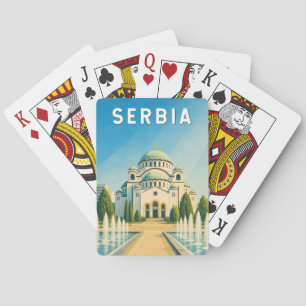 Serbien Illustration Reise Kunst Vintage Spielkarten
