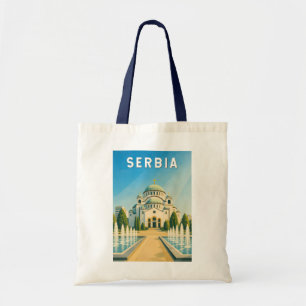 Serbien Illustration Reise Kunst Vintage Tragetasche