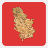 Serbien-Kartenaufkleber Quadratischer Aufkleber (Vorderseite)