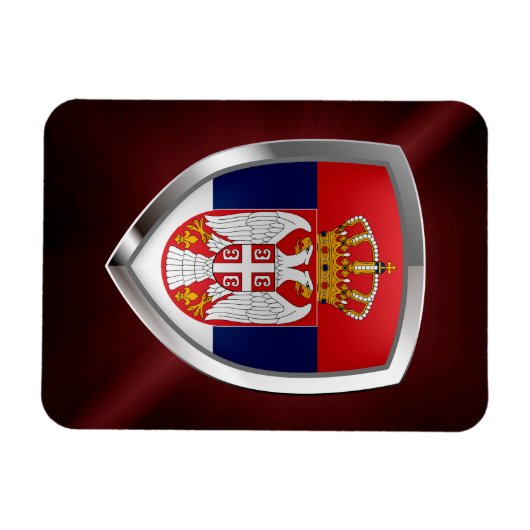 Serbien Metallisches Emblem Magnet (Horizontal)