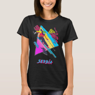 Serbien Skifahren Ski Skifahrer Grafik Kunst Berg T-Shirt