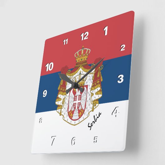 Serbien-Uhr, patriotische Zuhause, serbische Flagg Quadratische Wanduhr (Winkel)