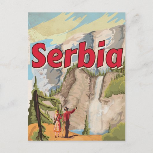 Serbien Vintage Travel Poster Postkarte (Vorderseite)