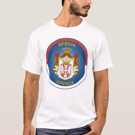 Serbien Wappen Kreisform T-Shirt (Vorderseite)
