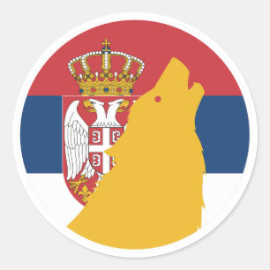 Serbien Wolf Serbische Nationale Tierflagge Runder Aufkleber