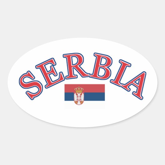 Serbienfußballdesign Ovaler Aufkleber (Vorderseite)