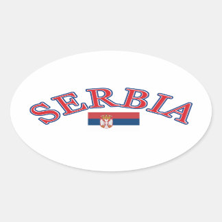 Serbienfußballdesign Ovaler Aufkleber