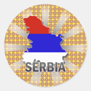 Serbiens Flag Karte 2.0 Runder Aufkleber