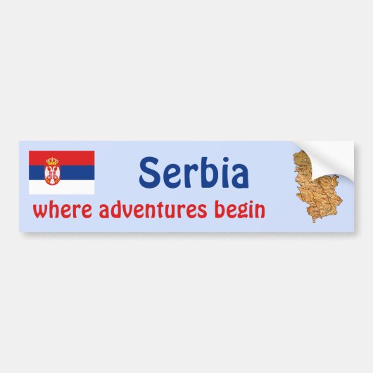 Serbiens Flagge + Karte Autoaufkleber (Vorne)