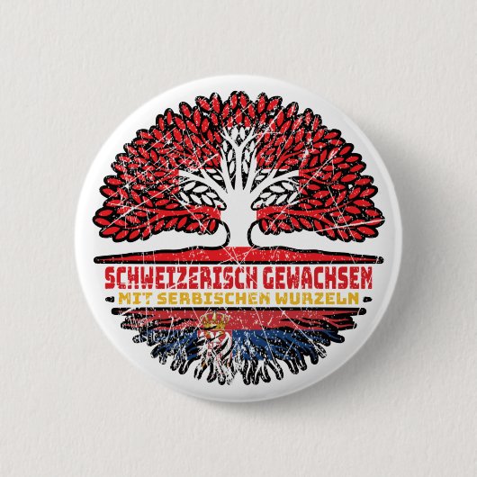 Serbisch Schweizer Schweiz Baum Wurzel Button (Vorderseite)